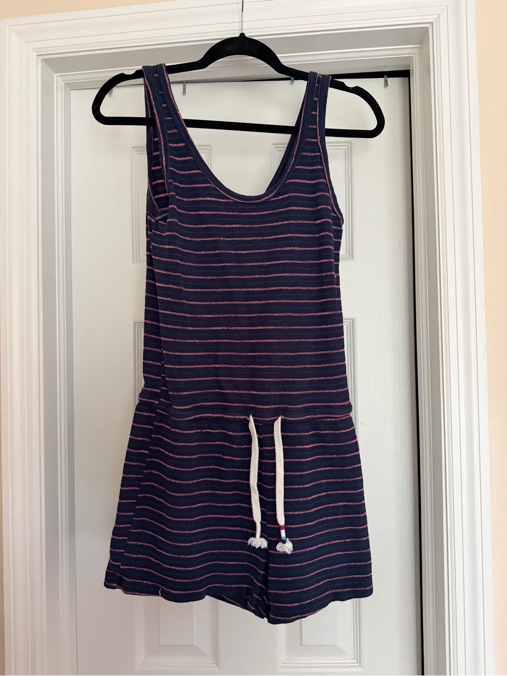 Navy and Pink Striped Tank Romper